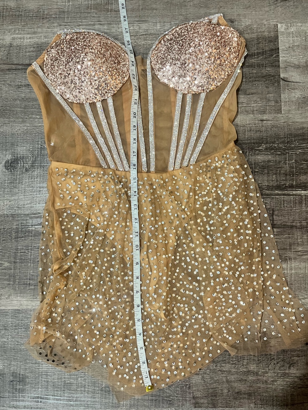 FASHION NOVA Wish Upon A Star Embellished Dress in Nude - Picture 8 of 8